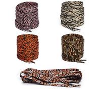 Inzegao 5 Pairs Animal Pattern Shoelaces Flat Shoe Laces for Sneakers Canvas Shoes, Tiger Stripe Print Combo E, 47.2 inch / 120 cm