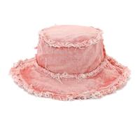 Inzegao Ripped Edge Distressed Denim Bucket Hat for Women Frayed Vintage Washed Denim Sun Hat, Pink, One Size