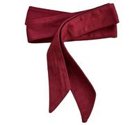 Inzegao Women Ribbed Trench Coat Waist Belt Self Tie Jeans Shirt Sash Waistband Belts, Wine Red, One Size