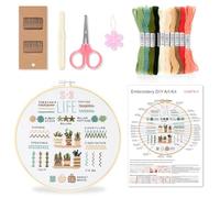 inzeyoz Embroidery Kit for Beginners, Cross Stitch Kits to Learn 12 Basic Embroidery Stitches with Embroidery Patterns, Hoop, Threads and Tools(Style 3)