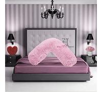INZI TEXTILE Fleece Pillowcase V Shaped Cover Only Teddy Cuddles Fleece Super Soft Pillow Case, Luxury Cosy Anti-Pill, Machine Washable (Colour: Pink)