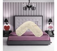 INZI TEXTILE Fleece Pillowcase V Shaped Cover Only Teddy Cuddles Fleece Super Soft Pillow Case, Luxury Cosy Anti-Pill, Machine Washable (Colour: Cream)