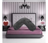 INZI TEXTILE Fleece Pillowcase V Shaped Cover Only Teddy Cuddles Fleece Super Soft Pillow Case, Luxury Cosy Anti-Pill, Machine Washable (Colour: Charcoal)