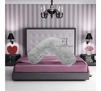 INZI TEXTILE Fleece Pillowcase V Shaped Cover Only Teddy Cuddles Fleece Super Soft Pillow Case, Luxury Cosy Anti-Pill, Machine Washable (Colour: Silver)