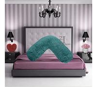 INZI TEXTILE Fleece Pillowcase V Shaped Cover Only Teddy Cuddles Fleece Super Soft Pillow Case, Luxury Cosy Anti-Pill, Machine Washable (Colour: Teal)