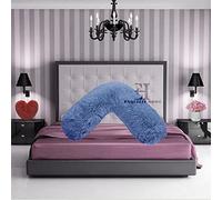 INZI TEXTILE Fleece Pillowcase V Shaped Cover Only Teddy Cuddles Fleece Super Soft Pillow Case, Luxury Cosy Anti-Pill, Machine Washable (Colour: Denim Blue)