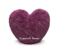 INZI TEXTILE Teddy Bear Cuddly Fleece Super Soft Heart Shape Fluffy Filled Cushion Warm & Cosy Home Decoration Gift For Loved One Valentine Day Heart Cushion Plum 38cm x 38cm Approximate