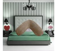 INZI TEXTILE Teddy Fleece V Shaped Orthopaedic Pillowcase Cover | Super Soft Warm & Cosy 100% Polyester V Pillow Cover | Pregnancy Maternity Nursing Support Pillowcase (Mink, 30cm x 78cm Approx)