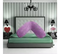 INZI TEXTILE Teddy Fleece V Shaped Orthopaedic Pillowcase Cover | Super Soft Warm & Cosy 100% Polyester V Pillow Cover | Pregnancy Maternity Nursing Support Pillowcase (Lilac, 30cm x 78cm Approx)