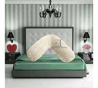 INZI TEXTILE Teddy Fleece V Shaped Orthopaedic Pillowcase Cover | Super Soft Warm & Cosy 100% Polyester V Pillow Cover | Pregnancy Maternity Nursing Support Pillowcase (Cream, 30cm x 78cm Approx)