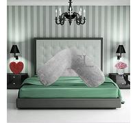 INZI TEXTILE Teddy Fleece V Shaped Orthopaedic Pillowcase Cover | Super Soft Warm & Cosy 100% Polyester V Pillow Cover | Pregnancy Maternity Nursing Support Pillowcase (Silver, 30cm x 78cm Approx)