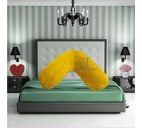 INZI TEXTILE Teddy Fleece V Shaped Orthopaedic Pillowcase Cover | Super Soft Warm & Cosy 100% Polyester V Pillow Cover | Pregnancy Maternity Nursing Support Pillowcase (Ochre, 30cm x 78cm Approx)