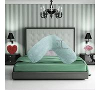 INZI TEXTILE Teddy Fleece V Shaped Orthopaedic Pillowcase Cover | Super Soft Warm & Cosy 100% Polyester V Pillow Cover | Pregnancy Maternity Nursing Support Pillowcase (Duck Egg, 30cm x 78cm Approx)