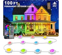 INZIDOL 100FT Permanent Outdoor Lights, IP67 Waterproof,for House Roof, Christmas, Holiday, Party, Daily Lighting, Smart RGB Outdoor Lights with Remote APP Control & DIY Scenes