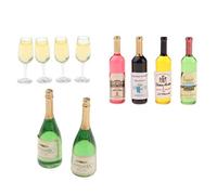Inzopo 1:12 Dollhouse Beer Glasses Bulk Champagne Wine Bottles Model, Pack of 10pcs, Kitchen Tableware Drinks Fairy Garden Party Decoration