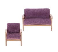 Inzopo 1:12 Dollhouse Miniature Furniture - Retro Style Single Sofa & Love Seat, Realistic Model Home Display, Purple Color
