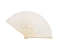 Inzopo Chinese Folding Plain Bamboo Fabric Hand Fan Party Gift 21cm (Cream) Cream