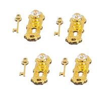 Inzopo Dolls House Miniature Brass Crystal Knobs with Keyhole Keys Set Door Accessory DIY Pack of 4