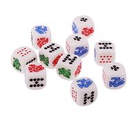 Inzopo Pack of 10 Pieces 12mm Six Sided Poker Dice for Casino Poker Card Game Favours