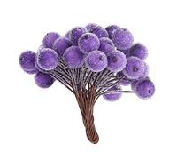 Inzopo Pack of 200pcs Mini Christmas Frosted Fruit Berry Holly Artificial Flower Decor 14 Colors - Purple, 13cm