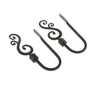 Inzopo Pair U Shaped Curtain Hooks Window Curtian Drapery Blinds Tieback Hangers Holders - Black, 190mm