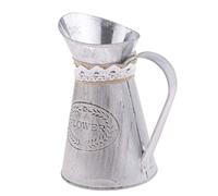 Inzopo Shabby Chic Tin Jug Vase Planter, Metal Flower Bucket, Metal Flower Vase, Metal Jugs for Flowers Old-Fashioned Iron Vintage Decorative Jug Vases for Home Office Decoration