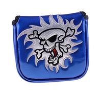 Inzopo Square Waterproof PU Skull Golf Mallet Putter Head Cover Headcover Protector Bag with Magnetic Closure - 4 Colors - Blue