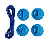Inzopo Stand up Paddleboard SUP Bungee Deck Rigging Kit - 4Pcs D Ring Patch & Blue Elastic Shock Cord, Inflatable Boat Deck Attachment Kit Kayak Accessories Blue