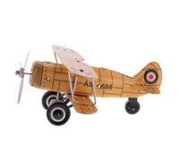 Inzopo Yellow Airplane Clockwork Metal Tin Toy Collectible Gift - Wind Up To Drive - -