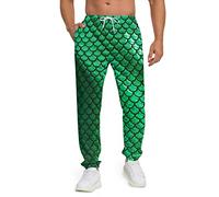 INZVKJLU Mermaid Sweatpants Scales for Men Printed Joggers Pant Drawstring Sports Pants, Pastel, 3X-Large