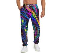 INZVKJLU Sweatpants for Men Joggers Pant 3D Printed Sports Pants Workout Pants with 2 Side Pockets, Neon-10, Large