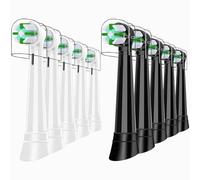 IO Brush Heads Compatible with Oral B iO Toothbrush Head, for Oral B iO 2 3 4 5 6 7 8 9 10 Series Electric Toothbrushes, Deeper Plaque Removal, Black/White, 10 Pack