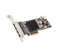 IO Crest 4 Port Gigabit RJ45 802.3at POE+ Ethernet Intel i350-AM4 Chipset PCI-E X4 Network Interface Card NIC