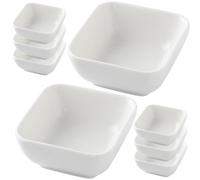 IOBIDDYS 8pcs Small Ceramic Appetizer Dishes for Soy Sauce Vinegar Spice Dipping Bowls Heat Resistant Square Plates for Hot Pot Restaurants Parties and Home Use