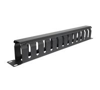 IOBIDDYS Adjustable 12-slot Cable Management Unit with Detachable Cover for Network Rack Wire Organizer, Supporting Cables Efficiently in Server Cabinets, Black Metal Construction