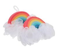 IOBIDDYS Boys and Bath Ball Shower Sponge Rainbow Design Body Face Cleansing Pads Dead Skin Remover for Shower Spa Massage Sensitive Skin Rainbow Body Scrubbers