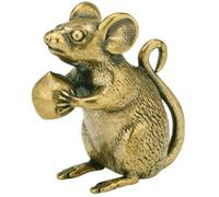 IOBIDDYS Brass Mouse Modeling Statue Vintage Style Desktop Decor Delicate Craftsmanship Lovely Home Ornament for Office Shelf and Small Space Accent