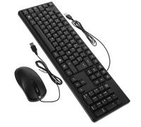 IOBIDDYS Keyboard and Mouse USB Wired Set Full Size Keyboard with French Characters Number Pad Simple Connection for Home and Office