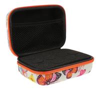 IOBIDDYS Portable Essential Oil Organizer Bag with 12 Slots for 15ml Bottles, Orange Zipper Essential Oil Pouch with Butterfly Print, Travel Aromatherapy Bottle Storage Case