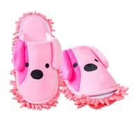 IOBIDDYS Red Chenille Mop Slippers with Detachable Covers, Household Floor Cleaning Footwear, One Size Fits, Soft Microfiber Socks for Quiet Wooden Floor Use
