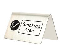 IOBIDDYS Stainless Steel Smoking Area Sign Board Rust-resistant and Wear-resistant Tent-shaped Indoor Table Sign for Public Places Where Smoking Is Allowed