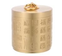 IOBIDDYS Vintage Brass Ashtray with Lid Round Metal Smoking Tray for Indoor Outdoor Use Portable Ash Holder with Deep Compartment Classic Chinese Blessings Design for Home Office Patio