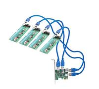 IOCrest 4 Port PCI-E x1 Transfer Adapter to Powered x16 USB 3.0 Riser Adapter Card Extension Cable - Green