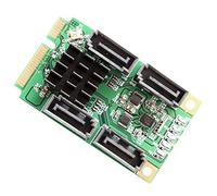 IOCrest SI-MPE40125 4 Port SATA 6.0 Gbps III Mini PCI-Express Host Controller Card - Green/black