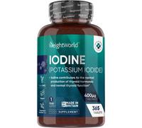 Iodine Tablets 400mcg - 365 Vegan Tablets (1 Year Supply) - High Strength Potassium Iodide 400mcg - Non-GMO & Gluten-Free Iodine Supplement - Trace Mineral - High Potency Iodine Tablets - UK Made