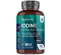 Iodine, 400mcg, 365 tablets - 1 year supply - Vegan Potassium Iodide Tablets by WeightWorld