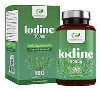 Iodine Supplement 300μg | 180 Vegan Capsules | High Strength Potassium Iodide | Thyroid Support Supplement | Radiation Iodine Capsules | Non-GMO | UK Made | 6 Months Supply by NATURES ZEST