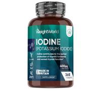 Iodine Tablets - 400mcg - 365 Vegan Tablets (1 Year Supply) - 1 per Day | Potassium Iodide - Non-GMO & Gluten-Free Iodine Supplement - Trace Mineral - Made in the UK