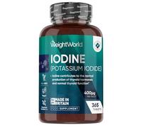 Iodine Tablets 400mcg - 365 Vegan Tablets (1 Year Supply) - High Strength Potassium Iodide 400mcg - Non-GMO & Gluten-Free Iodine Supplement - Trace Mineral - High Potency Iodine Tablets - UK Made