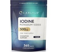 Iodine Tablets 500mcg | 365 Vegan Tablets - 1 Year Supply | High Strength Potassium Iodide Supplement | Trace Mineral | by Carlyle